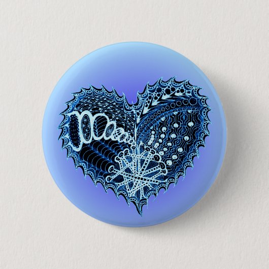 Badge Rond 5 Cm Blue Doodle Heart (Devant)