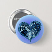 Badge Rond 5 Cm Blue Doodle Heart (Devant & derrière)