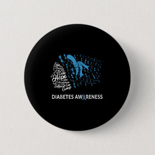 Badge Rond 5 Cm Blue Dragonfly Type 1 Diabète Awareness Day Warri