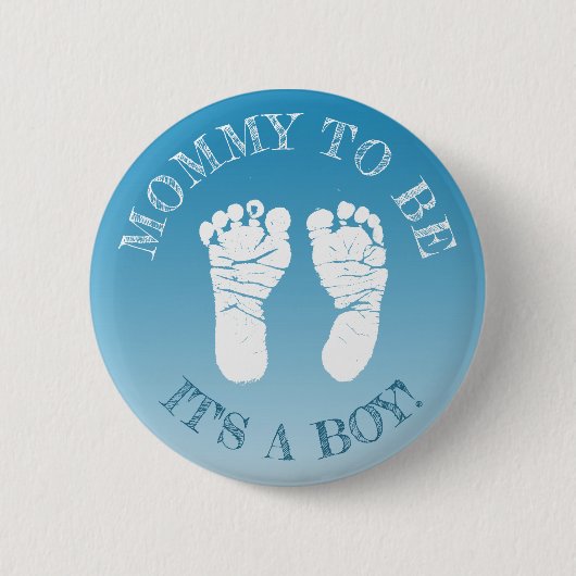Badge Rond 5 Cm Blue Footprints garçon Baby shower Maman à être Bo (Devant)