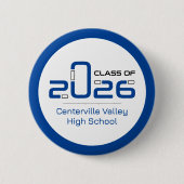 Badge Rond 5 Cm Blue Futuristic Class of 2026 (Devant)