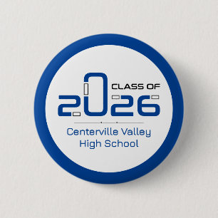 Badge Rond 5 Cm Blue Futuristic Class of 2026