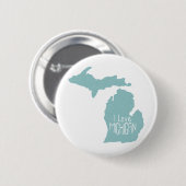 Badge Rond 5 Cm Blue Grey I Love Michigan Silhouette (Devant & derrière)