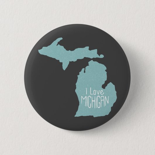 Badge Rond 5 Cm Blue Grey I Love Michigan Silhouette On Grey (Devant)