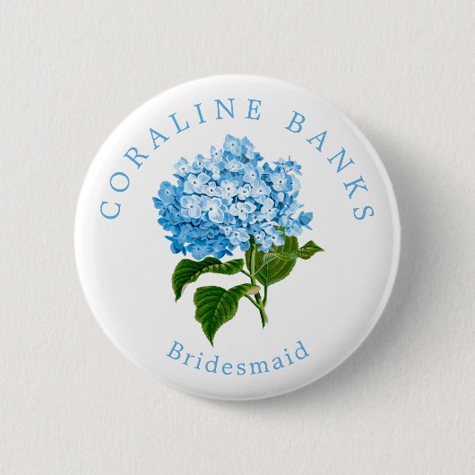 Badge Rond 5 Cm Blue Hydrangea Mariage Party Bridesmaid (Devant)