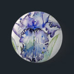 Badge Rond 5 Cm Blue Iris Art floral Watercolor Flower Art<br><div class="desc">Blue Iris Art floral Watercolor Flower Art. Un tableau original peint à la main provenant de mon propre jardin irise.</div>