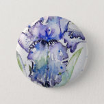 Badge Rond 5 Cm Blue Iris Art floral Watercolor Flower Art<br><div class="desc">Blue Iris Art floral Watercolor Flower Art. Un tableau original peint à la main provenant de mon propre jardin irise.</div>