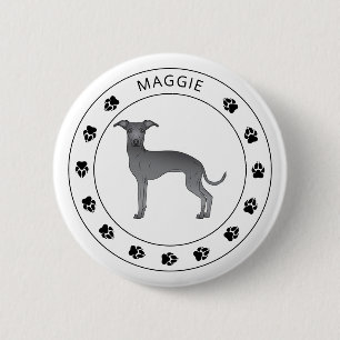 Badge Rond 5 Cm Blue Italian Greyhound Avec Patrouilles Et Nom Per