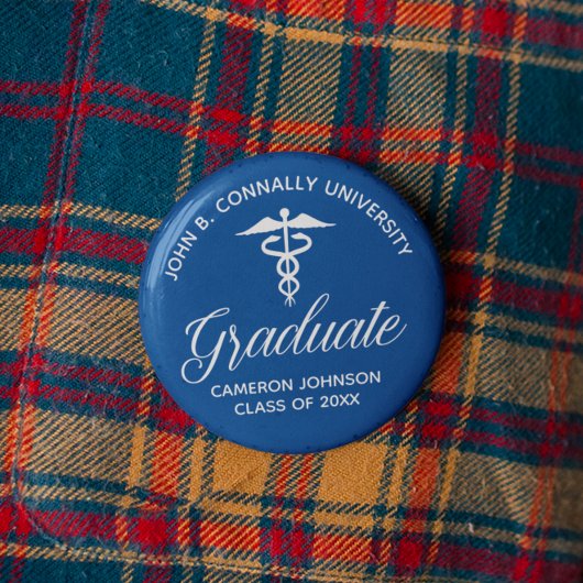 Badge Rond 5 Cm Blue Médicale School Graduation Party Keepsaké
