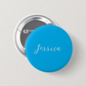 Badge Rond 5 Cm Blue Modern Elegant Plain Simple Professional Name (Devant & derrière)