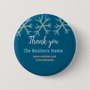 Badge Rond 5 Cm Blue orange snowflakes ajouter nom commercial noël