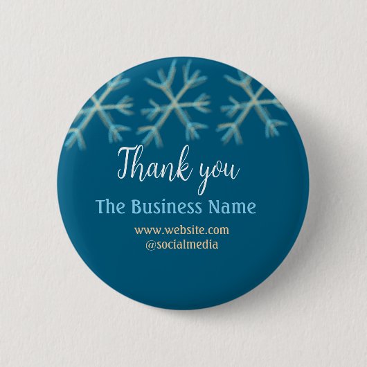 Badge Rond 5 Cm Blue orange snowflakes ajouter nom commercial noël (Devant)