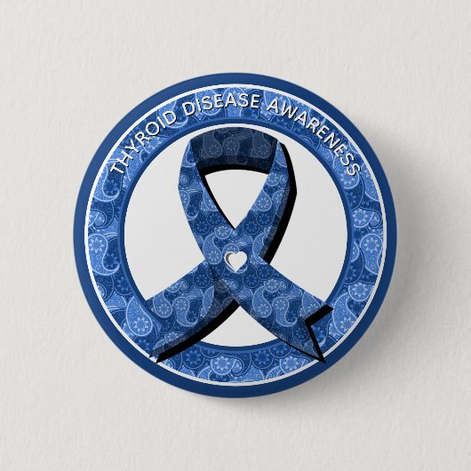Badge Rond 5 Cm Blue Paisley Awareness Blue Ribbon (Devant)