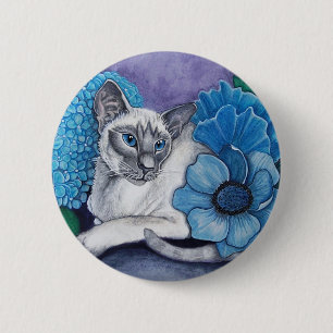 Badge Rond 5 Cm Blue Point Siamese chat
