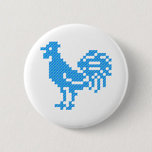 Badge Rond 5 Cm Blue Rooster