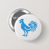 Badge Rond 5 Cm Blue Rooster (Devant & derrière)