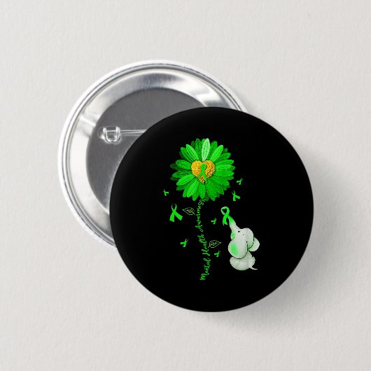 Badge Rond 5 Cm Blue Sunflower Elephan Outdoor Propage Santé menta (Devant & derrière)