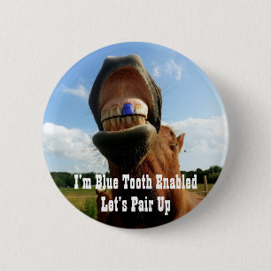 Badge Rond 5 Cm Blue Tooth Enabled Horse