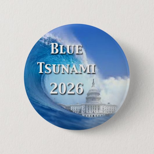 Badge Rond 5 Cm Blue Tsunami Election 2026 (Devant)