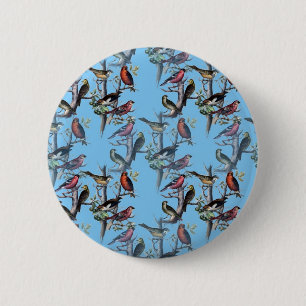 Badge Rond 5 Cm Blue Vintage Art Birds accessoires motif LeahG