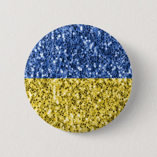 Badge Rond 5 Cm Blue yellow Ukraine flag glitter faux sparkles (Devant)