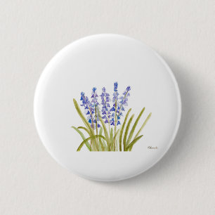 Badge Rond 5 Cm Bluebells fleurs élégante aquarelle bleu nature