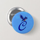 Badge Rond 5 Cm Bluebird Elegant Monogramme Initiale C (Devant & derrière)
