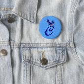 Badge Rond 5 Cm Bluebird Elegant Monogramme Initiale C (En situation)