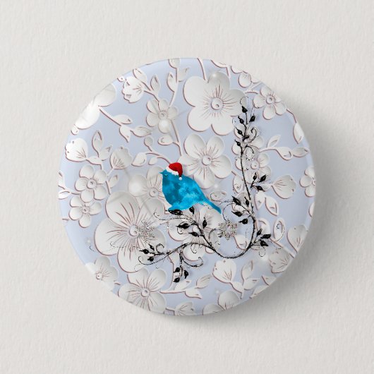 Badge Rond 5 Cm Bluebird Watching pour Père Noël (Devant)