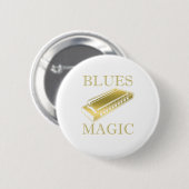 Badge Rond 5 Cm Blues Magic Instrument Harmonica Music Sound Cadea (Devant & derrière)