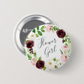 Badge Rond 5 Cm Blush Romance Flower Girl (Devant & derrière)