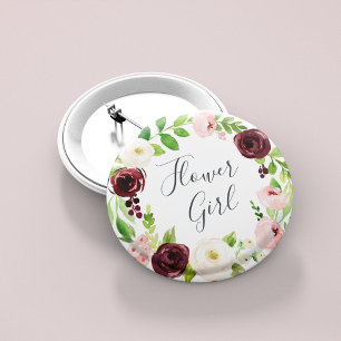 Badge Rond 5 Cm Blush Romance Flower Girl