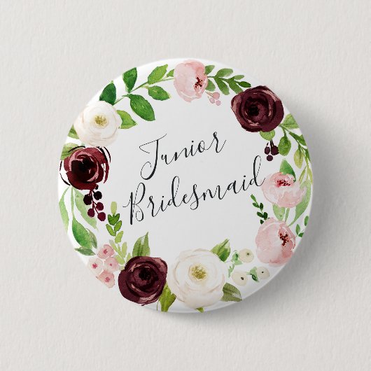Badge Rond 5 Cm Blush Romance Junior Bridesmaid (Devant)
