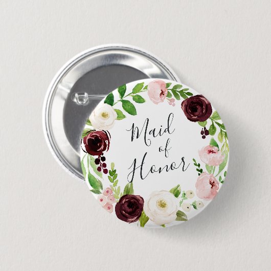 Badge Rond 5 Cm Blush Romance Maid of Honor (Devant & derrière)