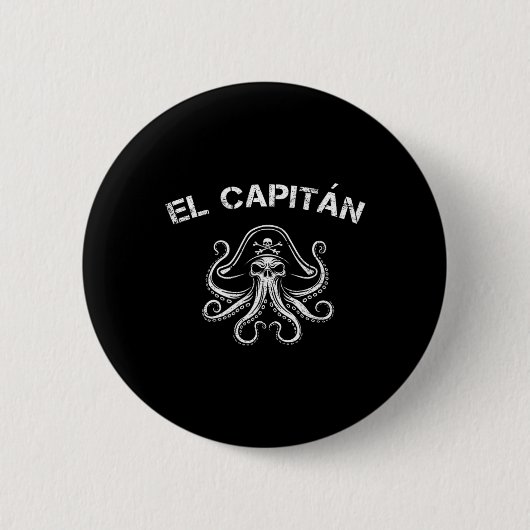 Badge Rond 5 Cm Boat Captain Pontoon Octopus Pirate Nautical Men E (Devant)