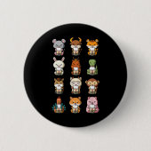 Badge Rond 5 Cm Boba Bubble Milk Tea Chinese Zodiacs Animal Lunar (Devant)
