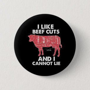 Badge Rond 5 Cm Boeuf amusant Graphique I Boucher Barbecue