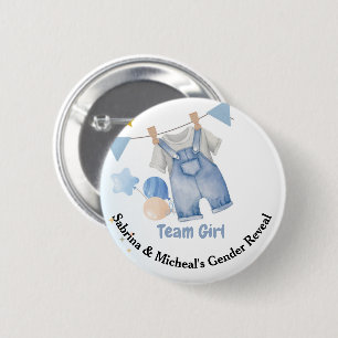 Badge Rond 5 Cm Boho Baby Clotheline Genre Reveal Team Girl