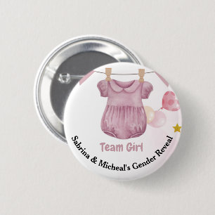 Badge Rond 5 Cm Boho Baby Clotheline Genre Reveal Team Girl