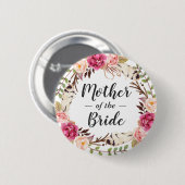 Badge Rond 5 Cm Boho Chic Floral Wreath Mère de la mariée Groom (Devant & derrière)