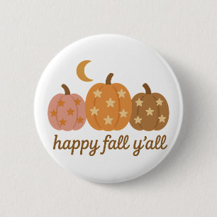Badge Rond 5 Cm Boho Happy automne à tous les citrouilles étoilées
