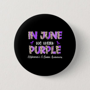 Badge Rond 5 Cm Boho Léopard Juin Porter Violet Alzheimer Cerveau