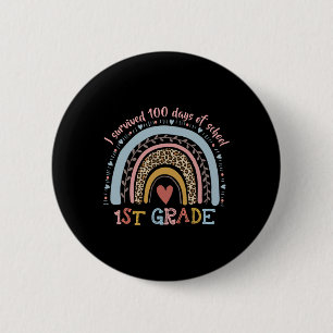 Badge Rond 5 Cm Boho Rainbow I Survived 100 Jours De Scho 1ère Ann