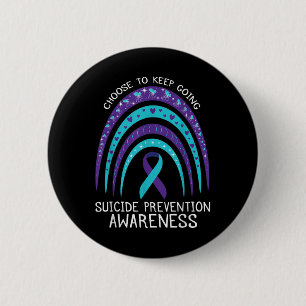 Badge Rond 5 Cm Boho Rainbow Sensibilisation au suicide Santé ment
