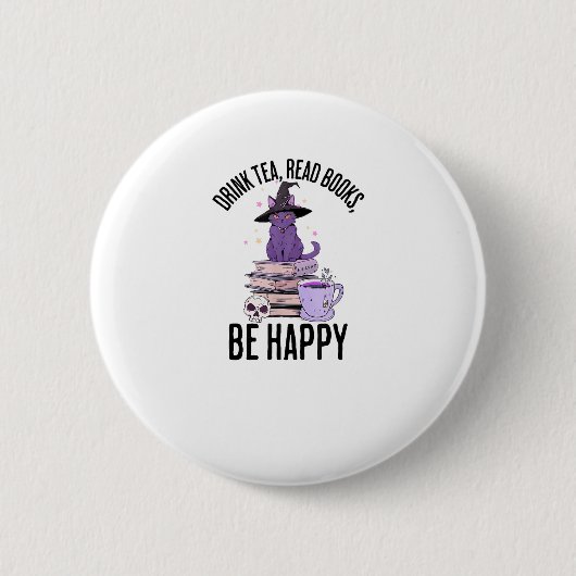 Badge Rond 5 Cm Boire Lire Livres Whimsigoth Halloween Design (Devant)