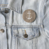 Badge Rond 5 Cm Bois affligé avec l'Ancre (En situation)