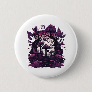 Badge Rond 5 Cm Bois de champignons Whimsigoth Witchy sérigraphie