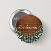 Badge Rond 5 Cm Bois neigeux & Forêt Pays Pin Titre du Mariage (Devant & derrière)