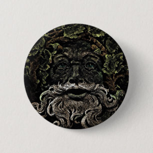 Badge Rond 5 Cm bois primitif feuillage forêt dieu vert