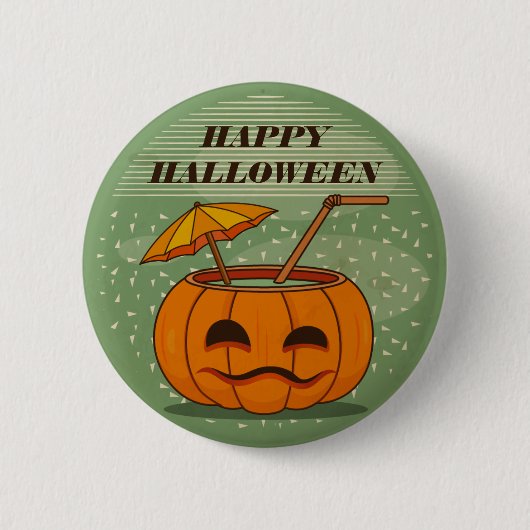Badge Rond 5 Cm Boisson Citrouille Halloween Vintage | Bouton de b (Devant)